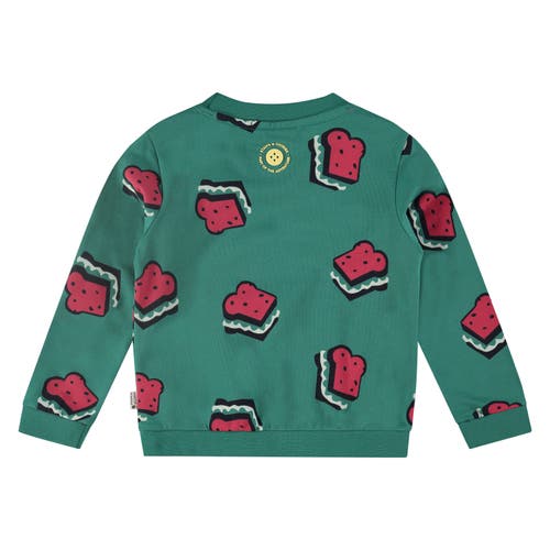 Stains And Stories By Babyface Allover Sandwich Print Sweatshirt In Green