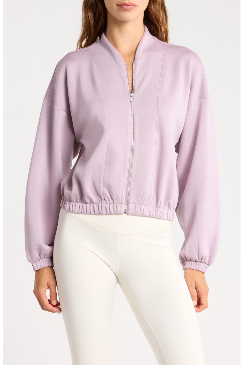 Whisper Knit Bomber Jacket, Main, color, PURPLE FOG