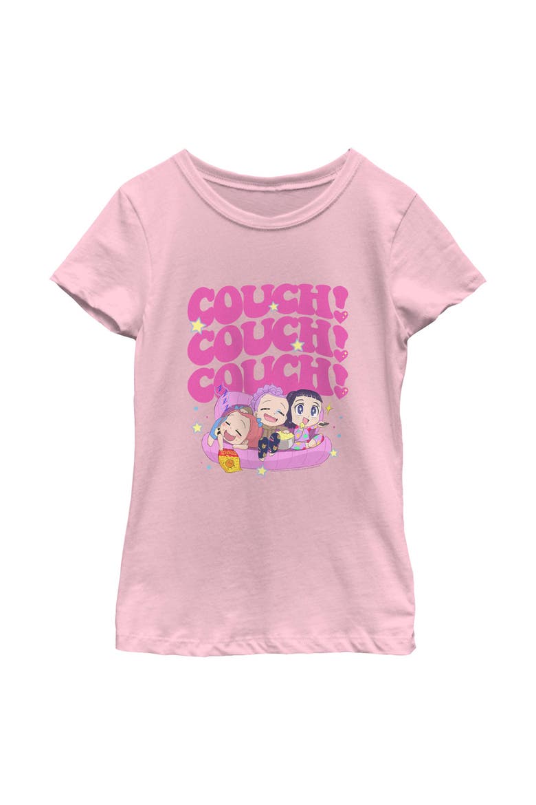 Girl's KPop Demon Hunters Cute Friendship Couch Time  Graphic T-Shirt, Main, color, Light Pink