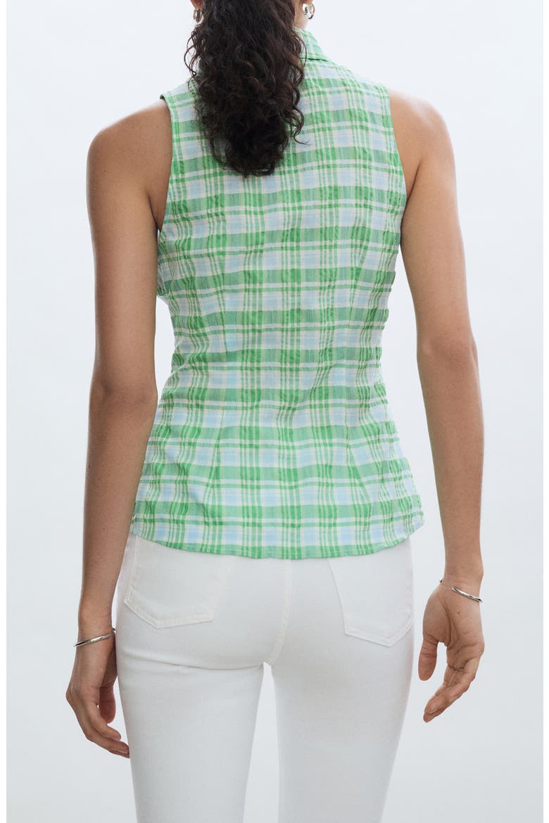 Check Sleeveless Button-Up Top, Alternate, color, GREEN