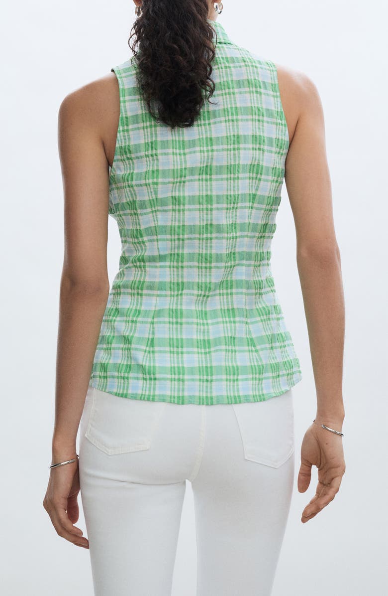 MANGO Check Sleeveless Button-Up Top, Alternate, color,
