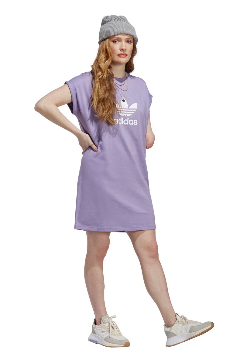 adidas Originals Trefoil Cotton Graphic Logo T-Shirt Dress, Alternate, color, 