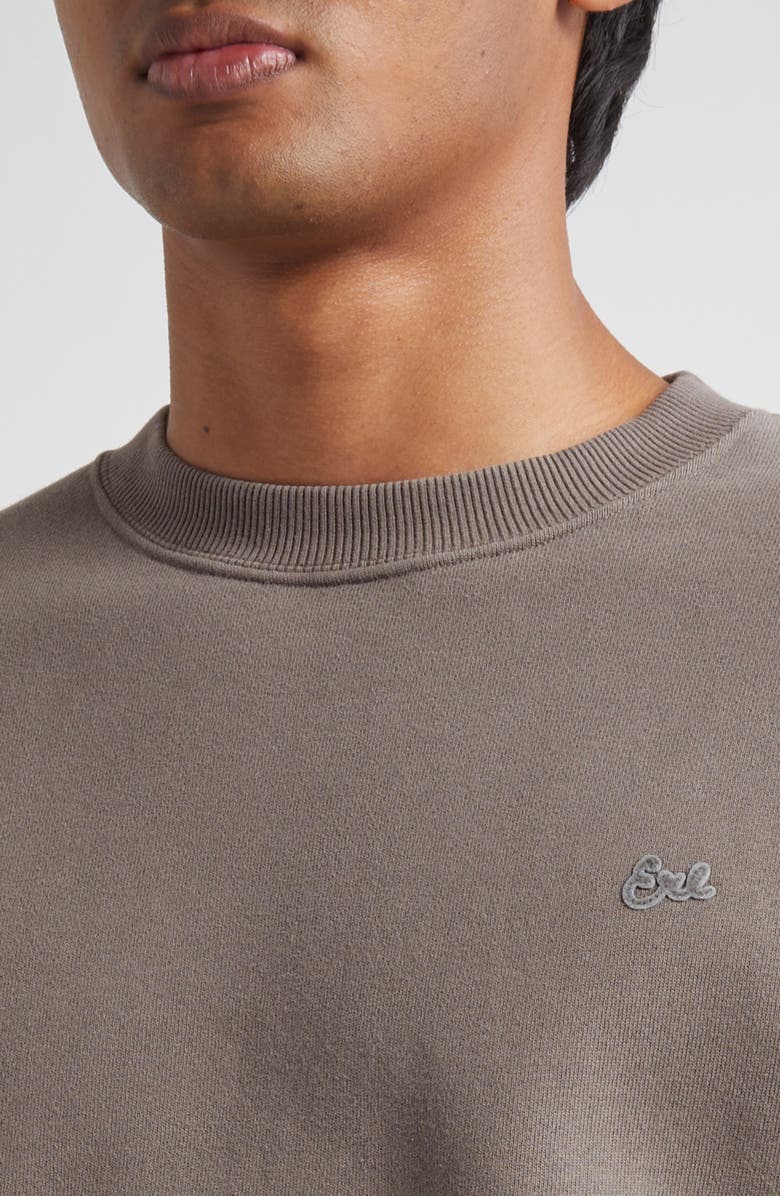 ERL Gender Inclusive Script Embroidery Cotton Sweatshirt, Alternate, color, Taupe