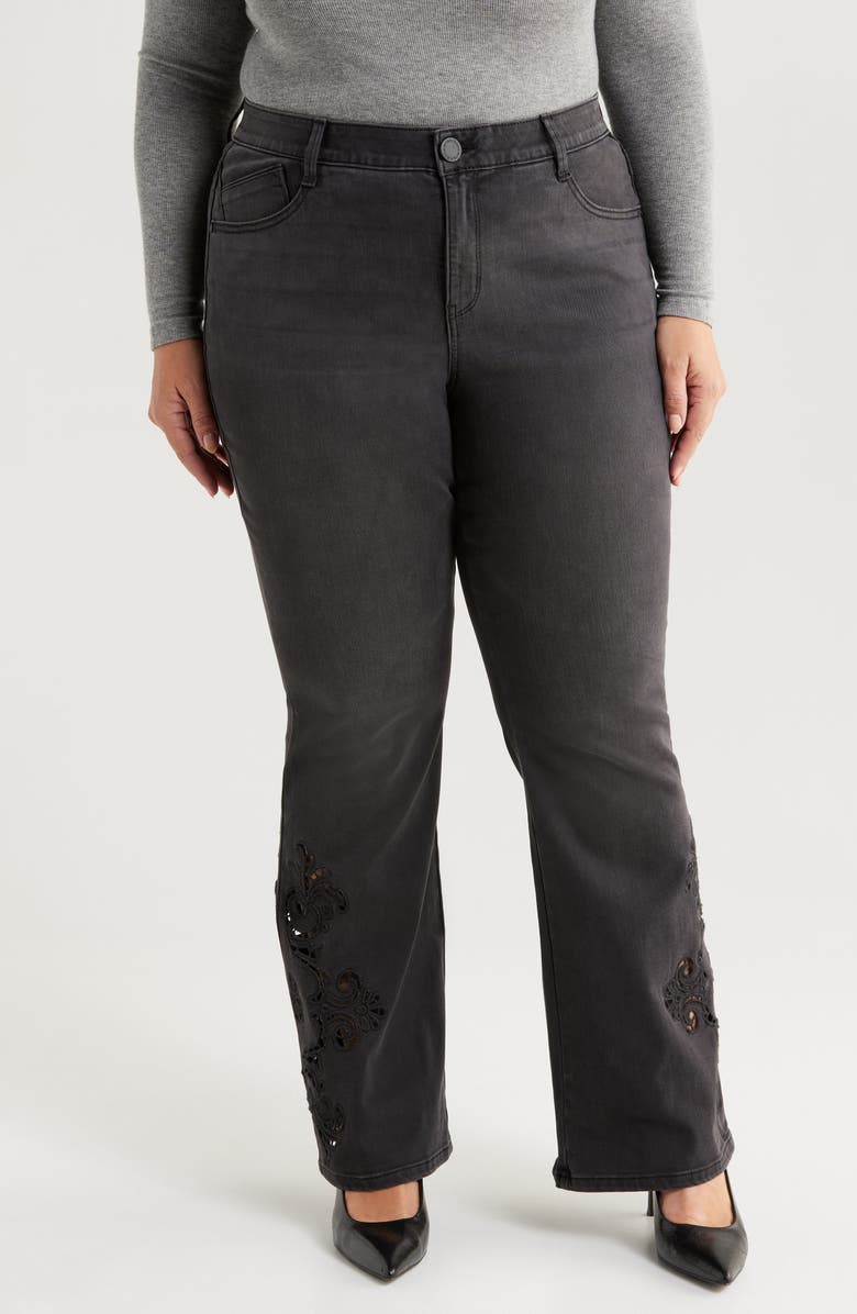 Wit & Wisdom 'Ab'Solution Out There High Waist Flare Leg Jeans, Main, color, Washed Black