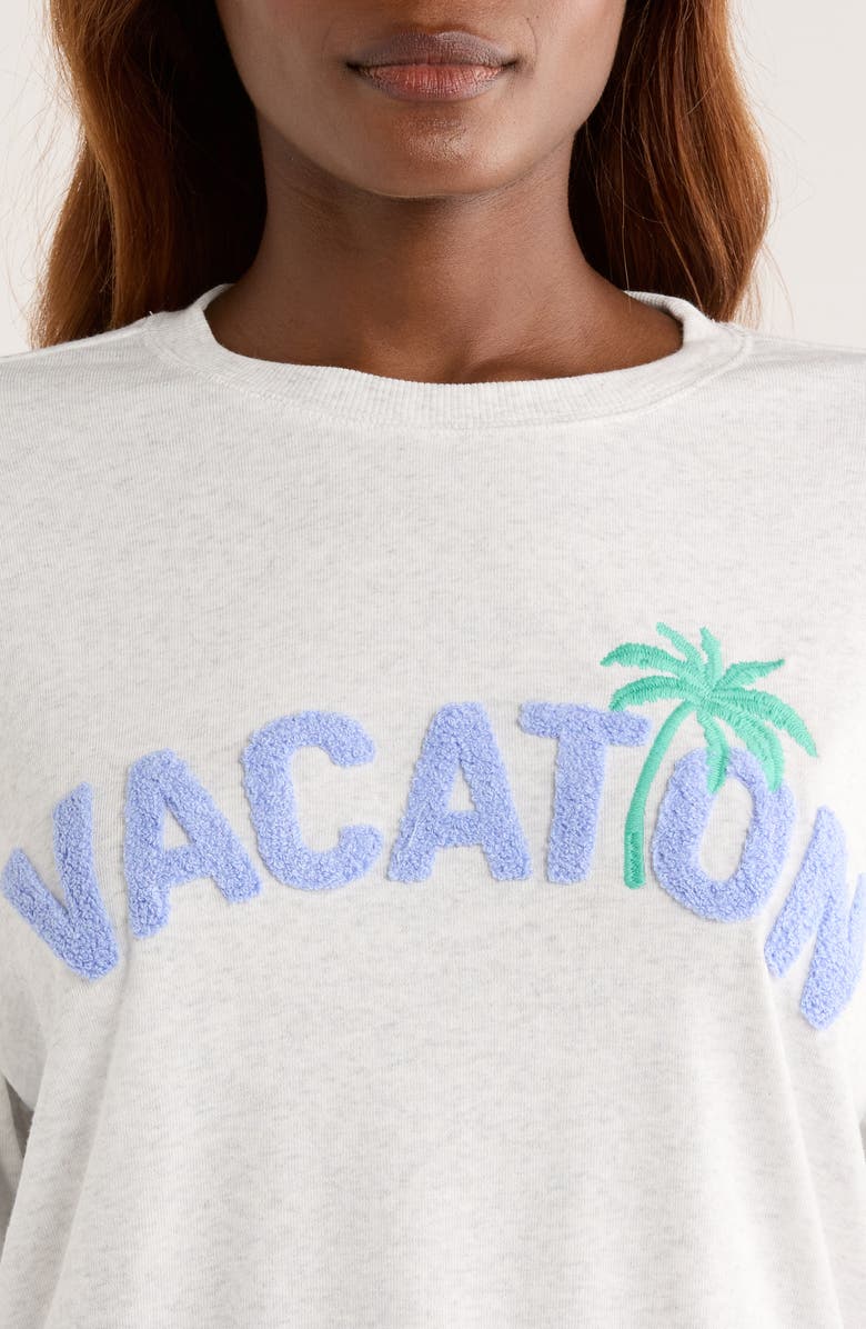 PJ Salvage Vacay Vibes Short Pajamas, Alternate, color, Heather Cloud