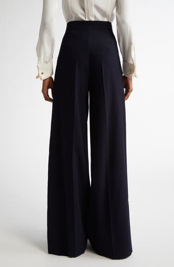 Osol Pleated Wide Leg Virgin Wool Blend Pants
