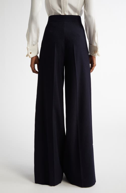Max Mara Osol Pleated Wide Leg Virgin Wool Blend Pnats In Ultramarine