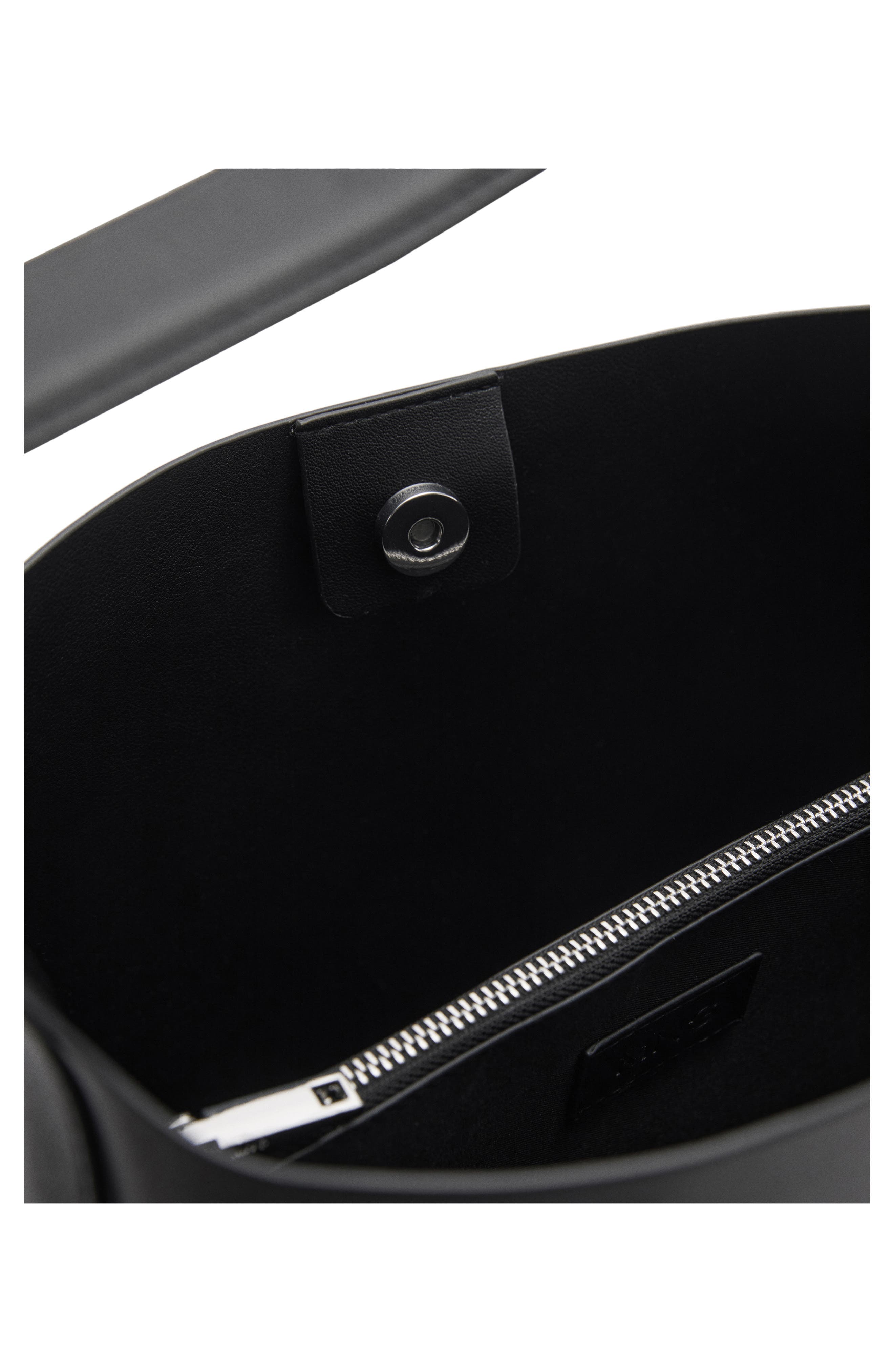 MANGO Buckle Faux Leather Shopper Bag, Alternate, color, Black