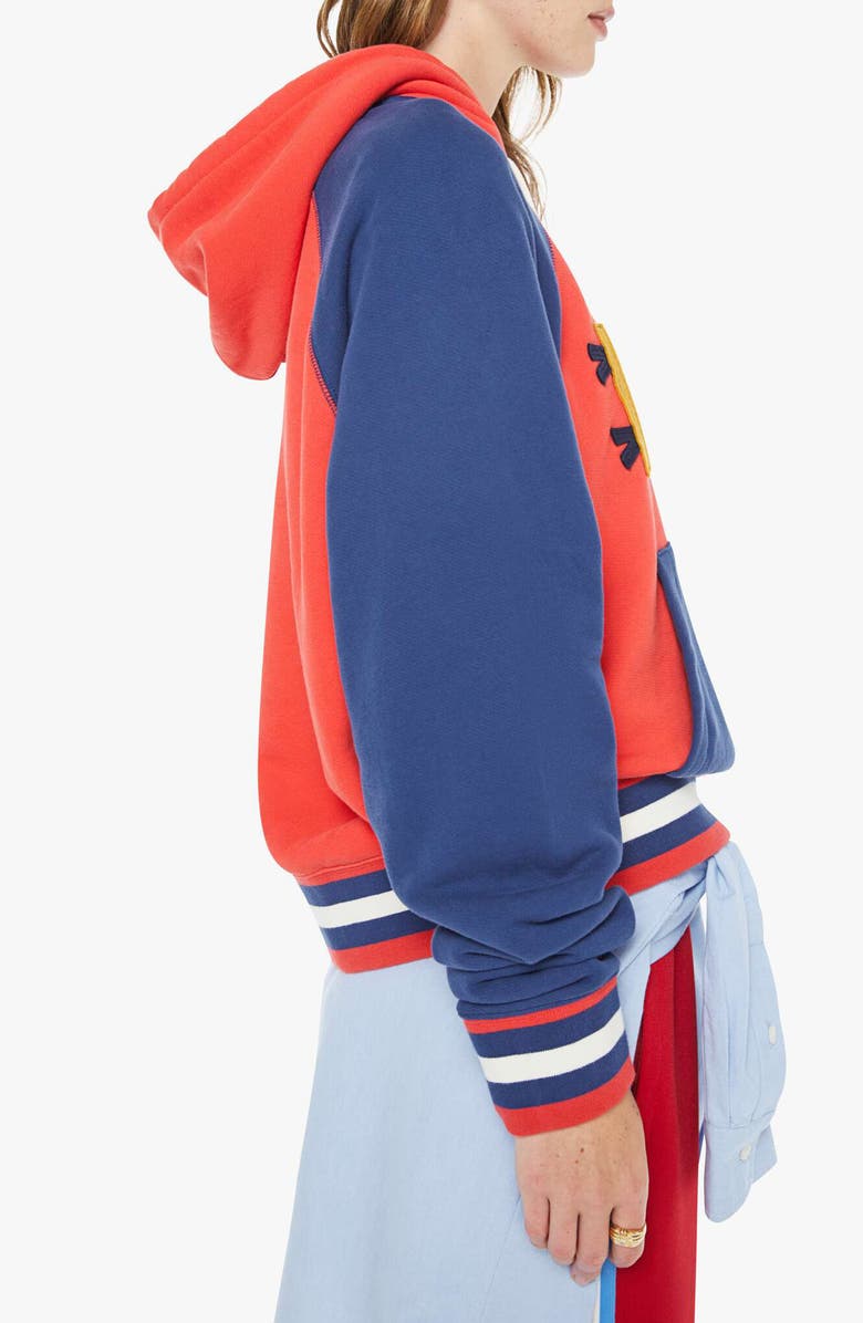 MOTHER The Square Colorblock Appliqué Cotton Hoodie, Alternate, color, Mother Pennant