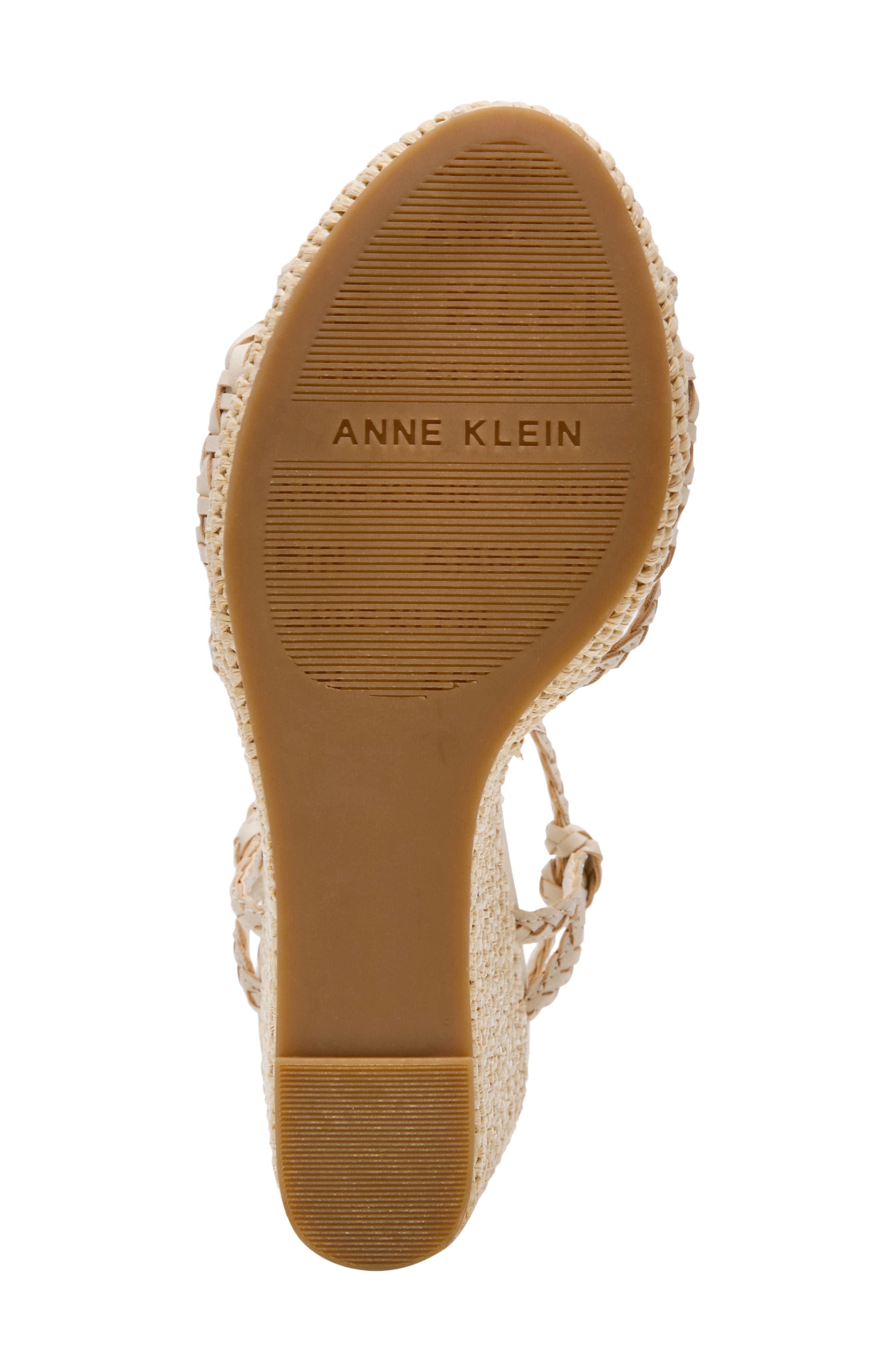 Anne Klein Vow Braided Wedge Sandal, Alternate, color, Bone Woven