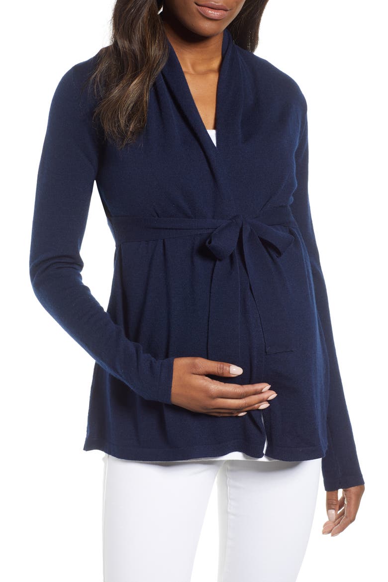 Wool Blend Maternity Cardigan, Main, color, NAVY