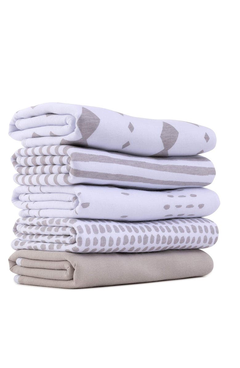 Ely's & Co. Baby Burp Cloths Reversible 5 Piece Set, Alternate, color, Taupe Collection