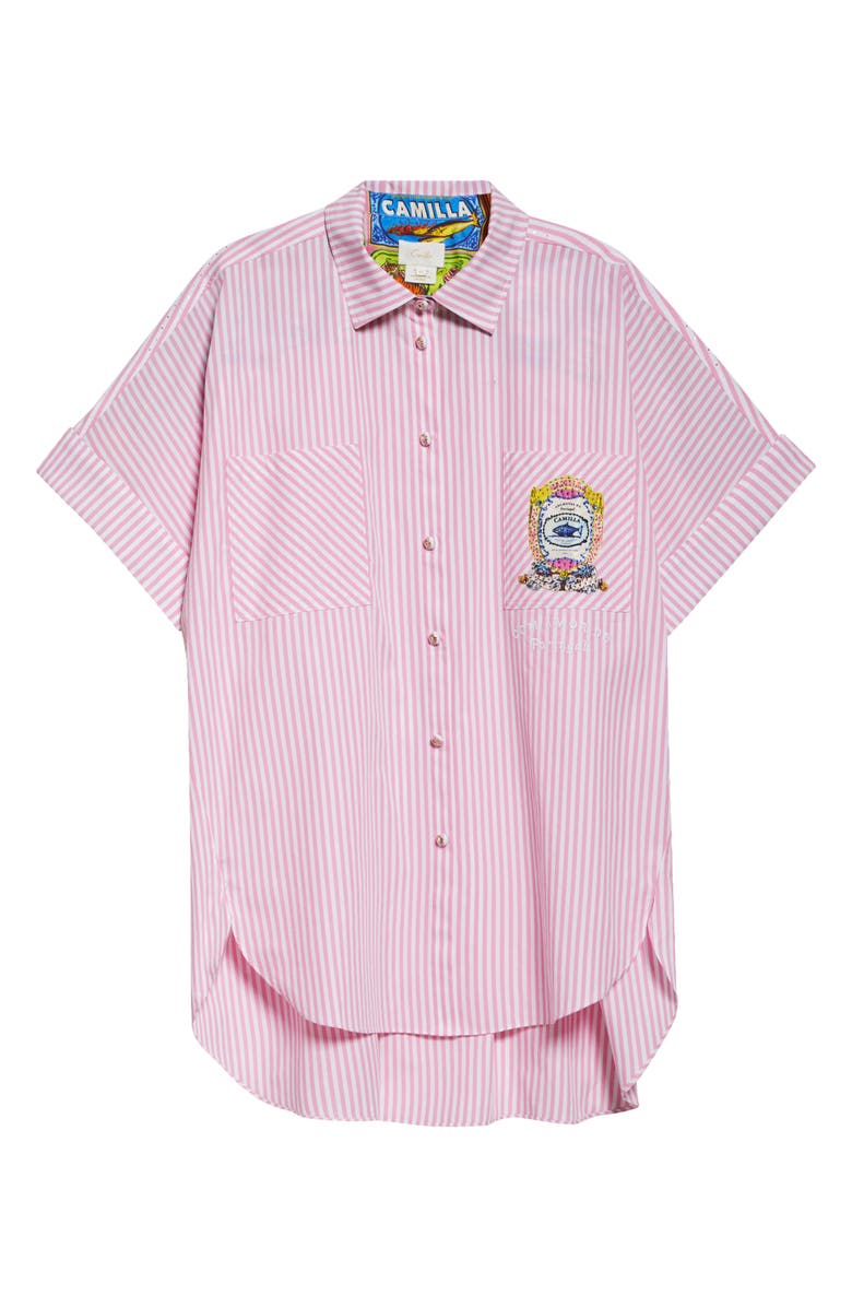 Camilla Salty Splendor Patch Oversize Tunic Shirt, Alternate, color, 