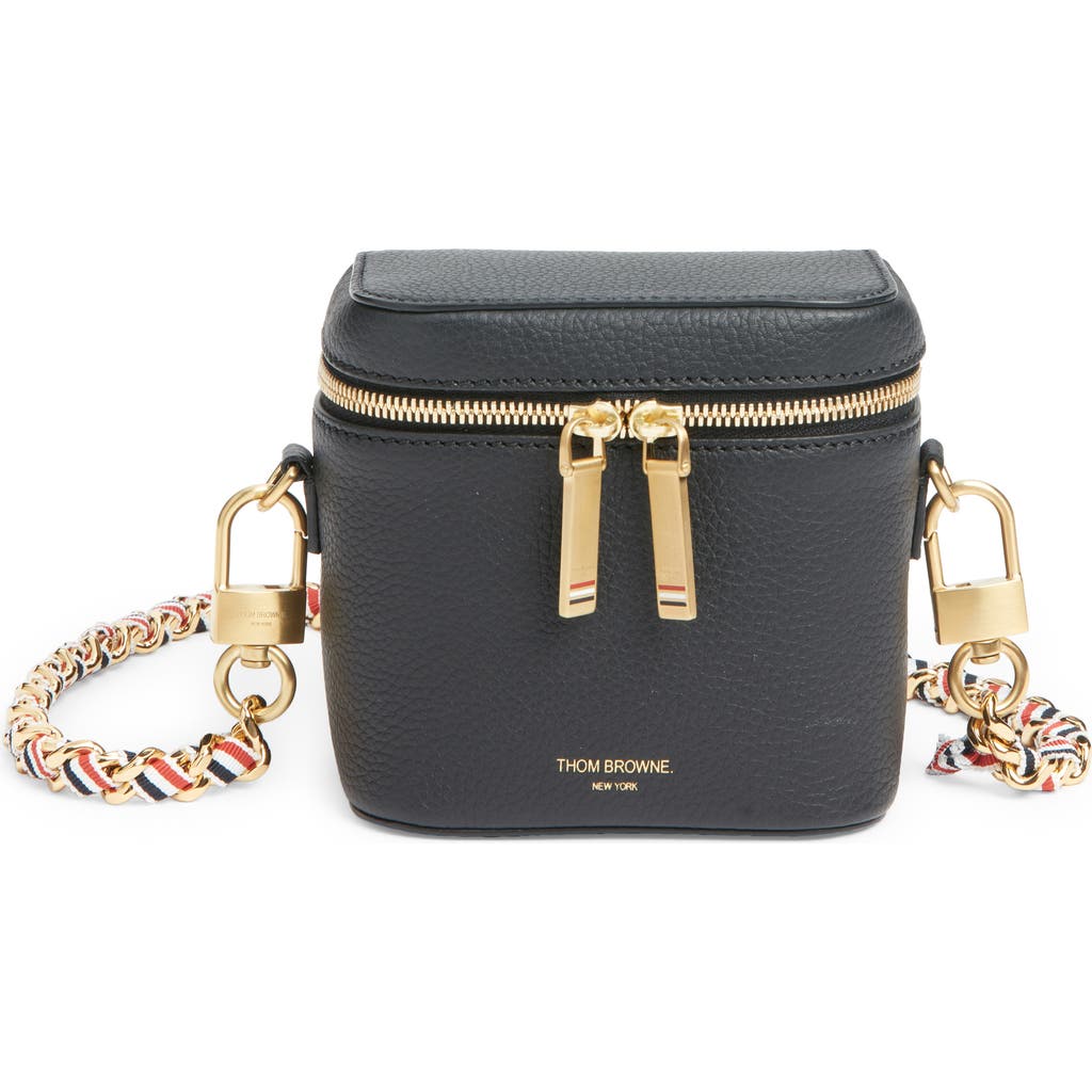 Thom Browne Box Leather Crossbody Pouch In Black