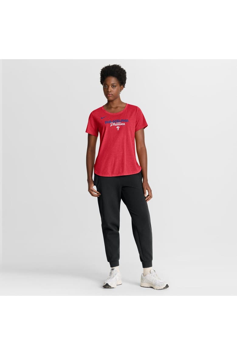 Women's Nike Heather Red Philadelphia Phillies Arched Tri-Blend T-Shirt, Alternate, color, Heather Red