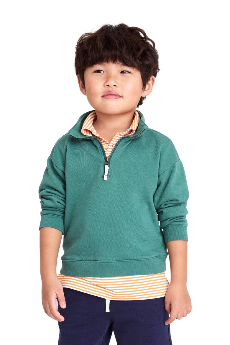 Quarter Zip Sweatshirt, Alternate, color, Sunwashed Teal