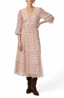 PAIGE Nicolo Floral Long Sleeve Silk Chiffon Midi Dress