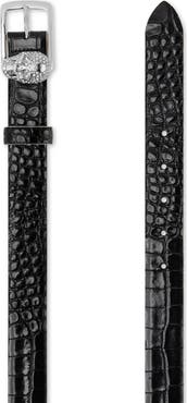 PHILIPP PLEIN Leather Belt Crocco Print Shiny Skull Women