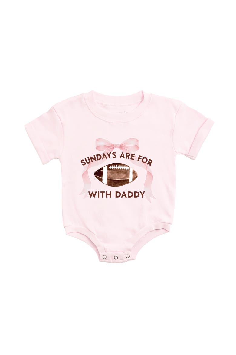 Sundays Are For Football With Daddy Short Sleeve Romper, Main, color, Ballet Pink
