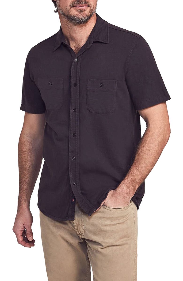 Faherty Seasons Regular Fit Knit Short Sleeve Button-Up Shirt, Main, color, 