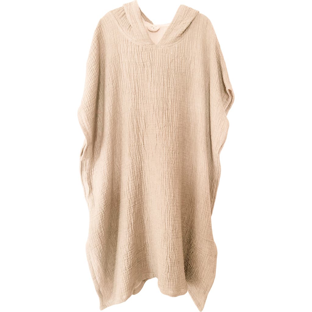 Anaya Crinkled Cotton Cuddle Hooded Poncho In Natural Yellow