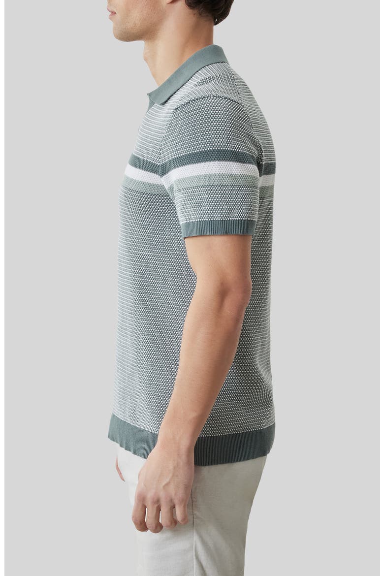 Rourke Placed Stripe Cotton Polo Sweater, Alternate, color, OLIVE DUST
