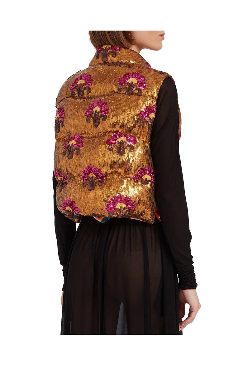 Bonbon Puffer Vest, Alternate, color, Textured Sequins Rust