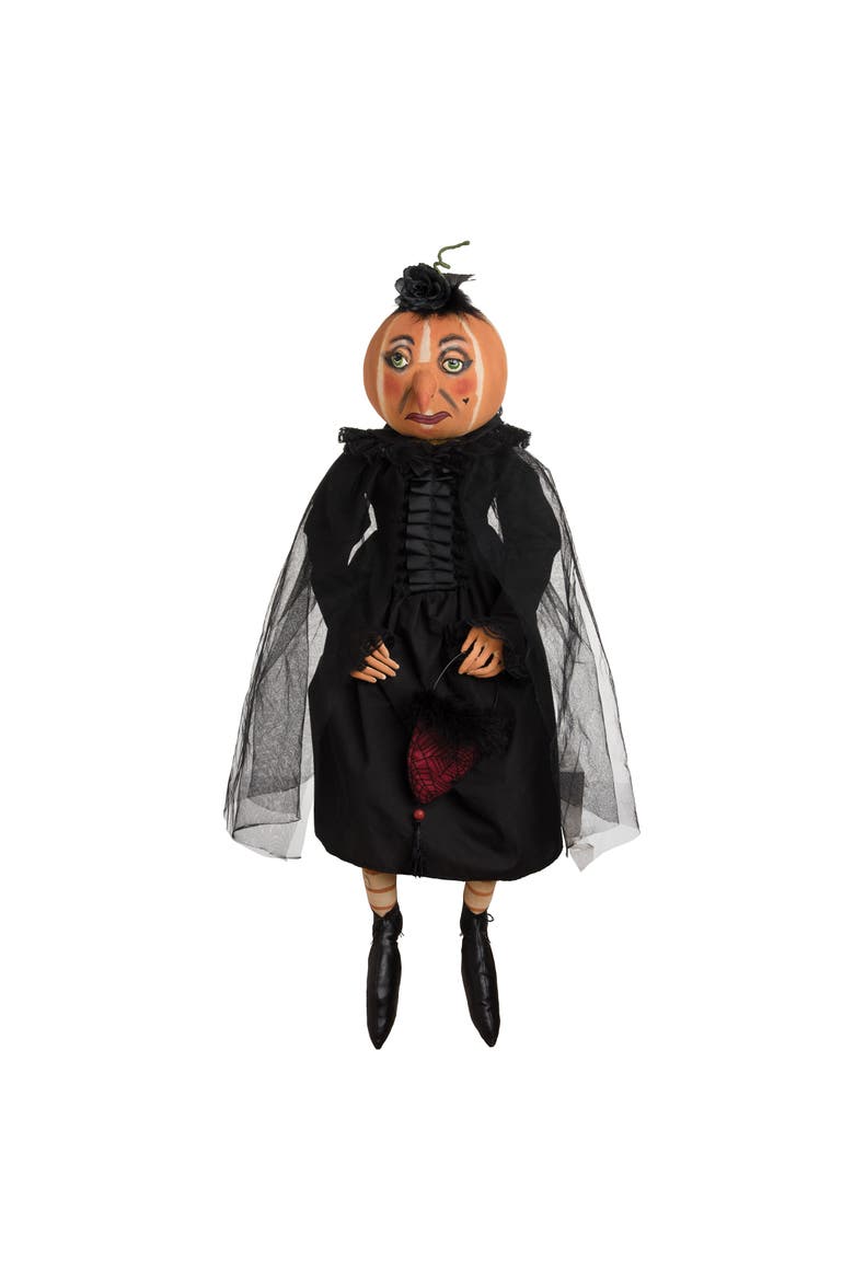 Quintessa Pumpkin Witch Halloween Art Doll Figurine, Main, color, Black