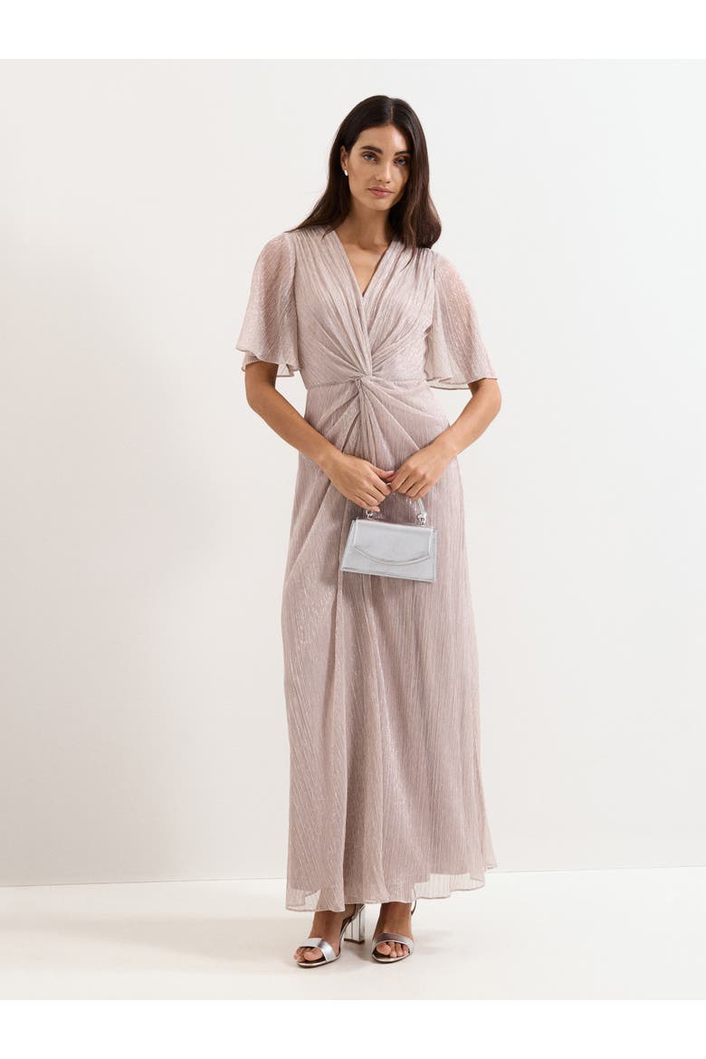Dorinda Metallic Twist Front Maxi Dress, Main, color, Metallic