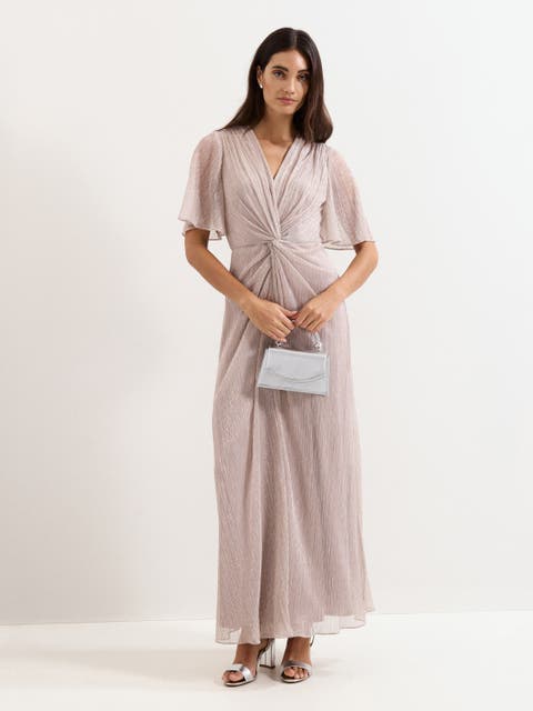 Dorinda Metallic Twist Front Maxi Dress