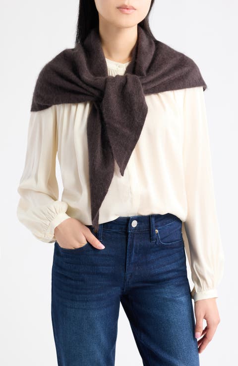 Brushed Wool & Cashmere Large Triangular Scarf