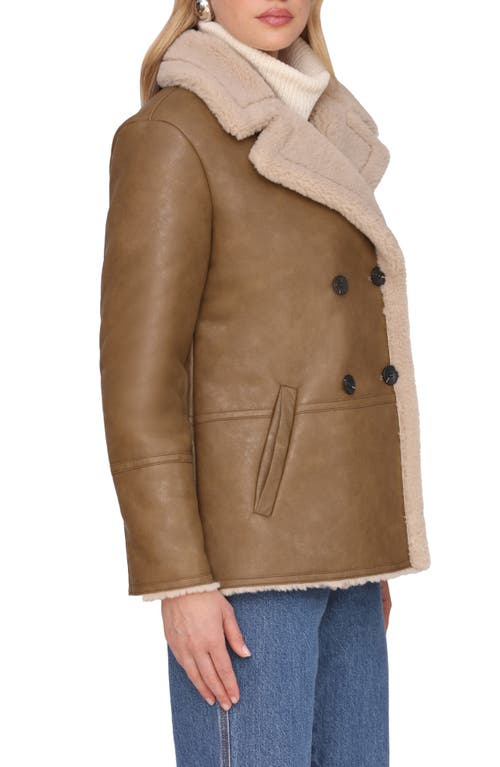 Avec Les Filles Faux Shearling Coat In Brown