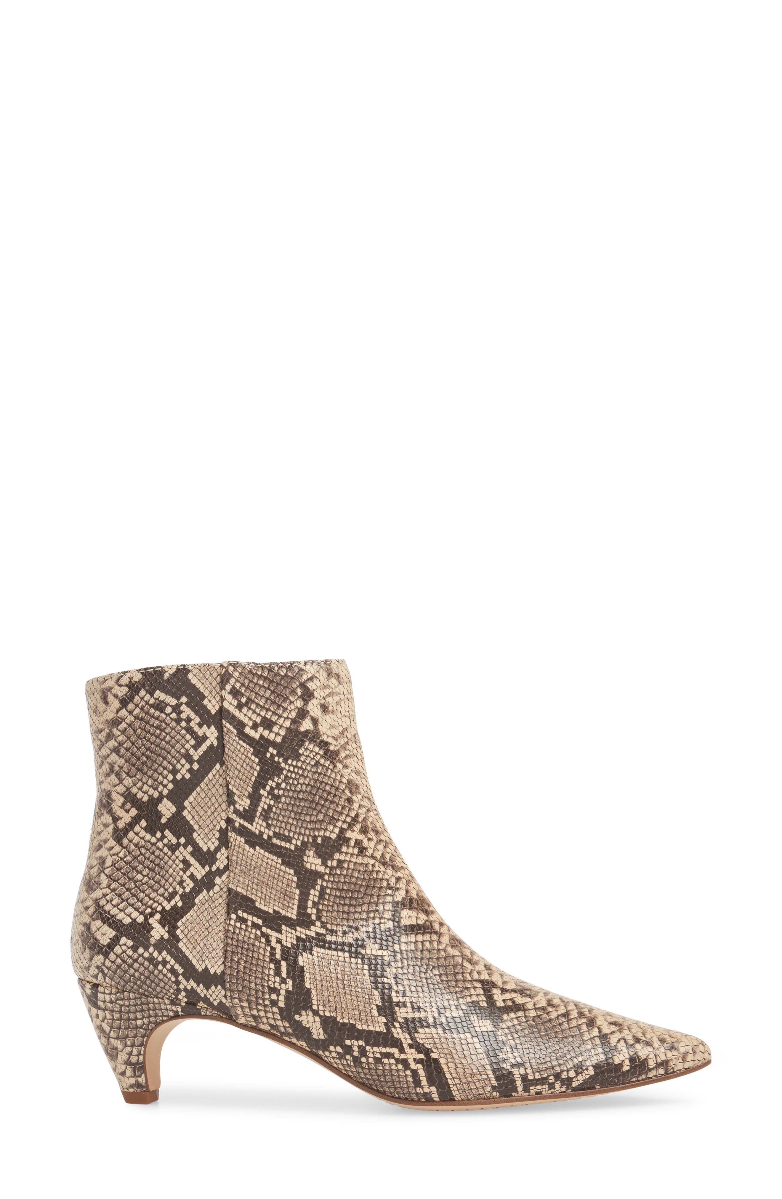 Nettie Kitten Heel Bootie, Alternate, color, NATURAL EMBOSSED SNAKE LEATHER