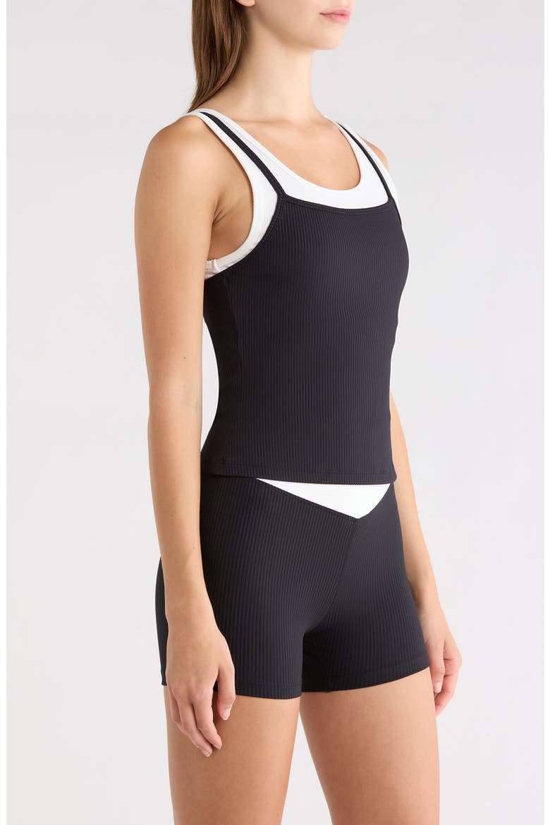 Ribbed Layered Tank, Alternate, color, BLACK/WHITE