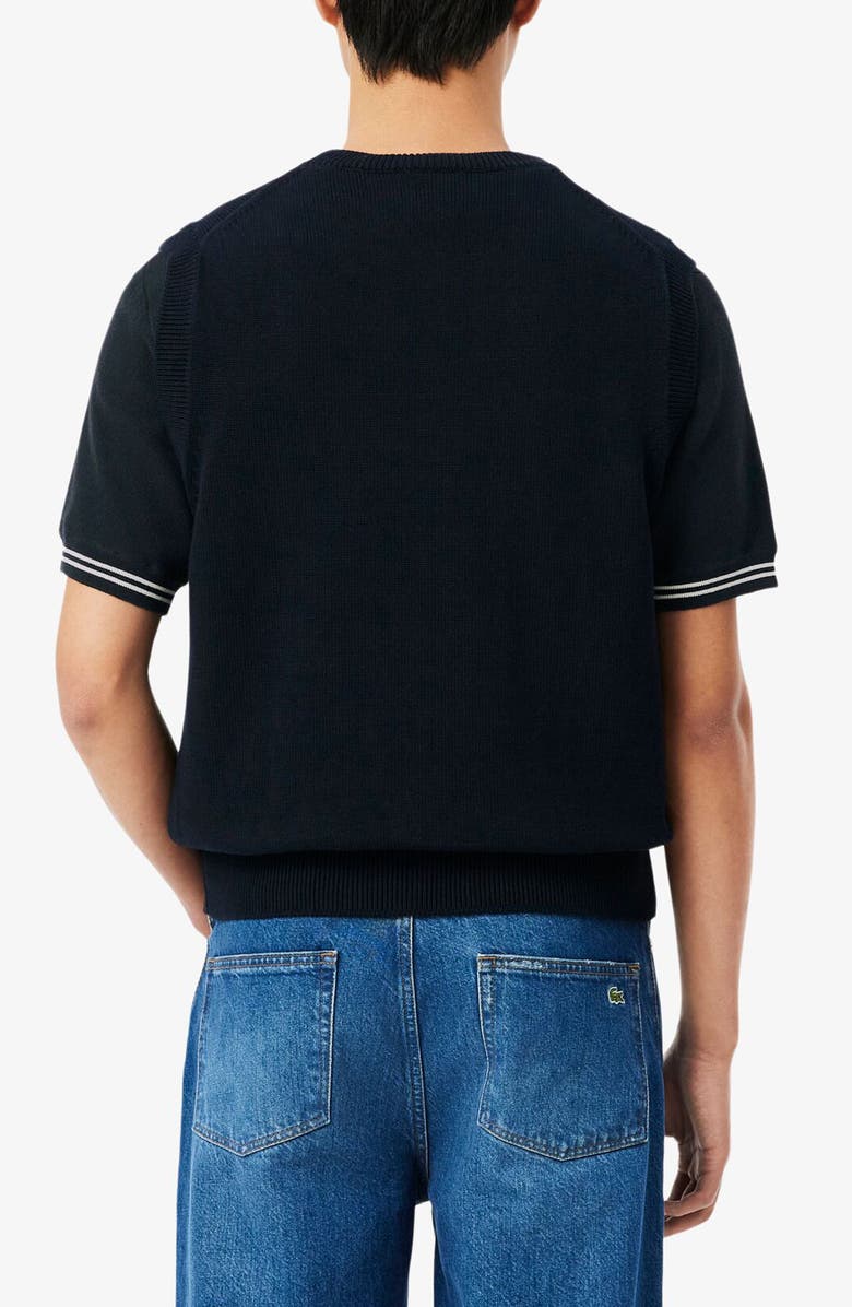 Lacoste Tennis Rackets Jacquard Cotton Sweater Vest, Alternate, color, Blackbird/ Powder