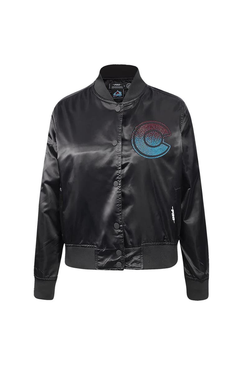 Women's Pro Standard  Black Colorado Avalanche Rhinestone Jewels Satin Full-Snap Jacket, Alternate, color, Black