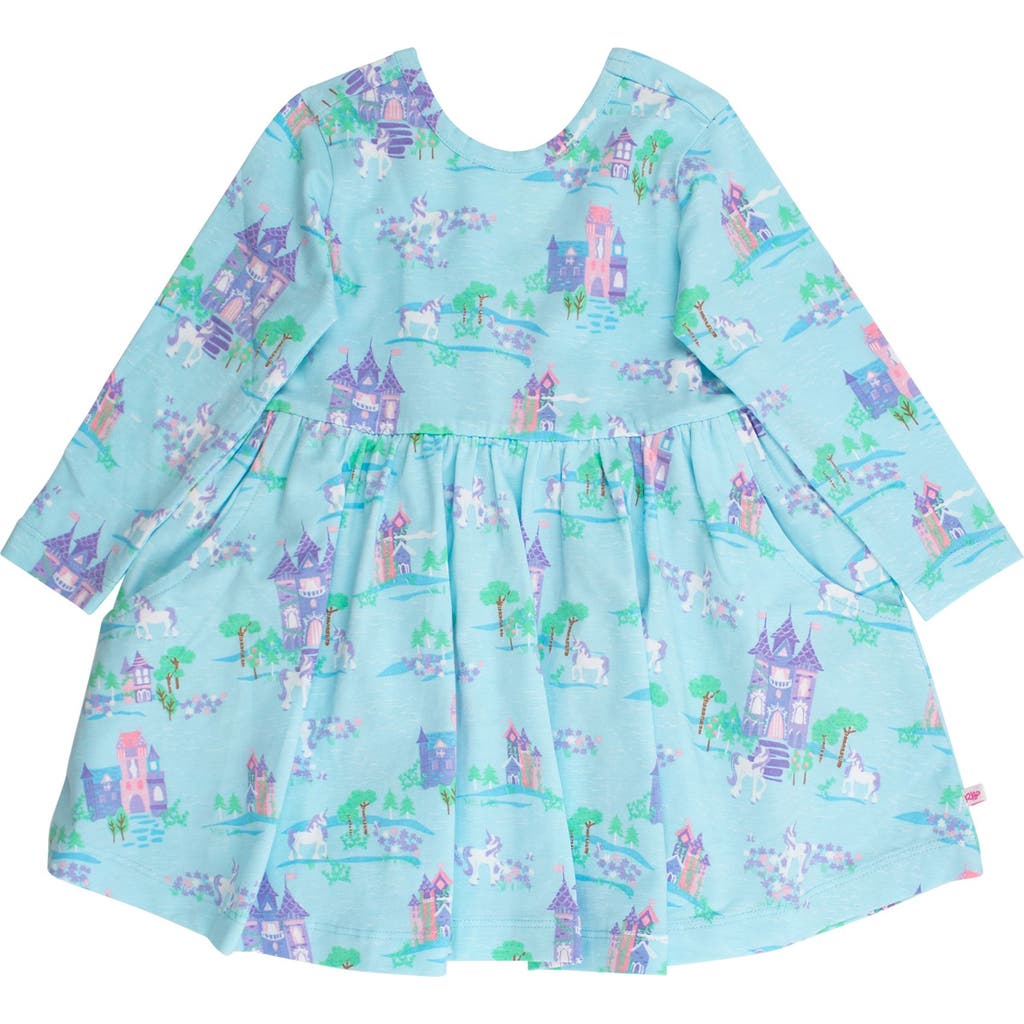 Rufflebutts Knit Long Sleeve Twirl Dress In Blue