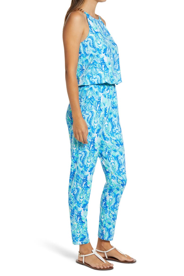 Keeran Sleeveless Jumpsuit, Alternate, color, SEA GLASS AQUA SEEING DOUBLE