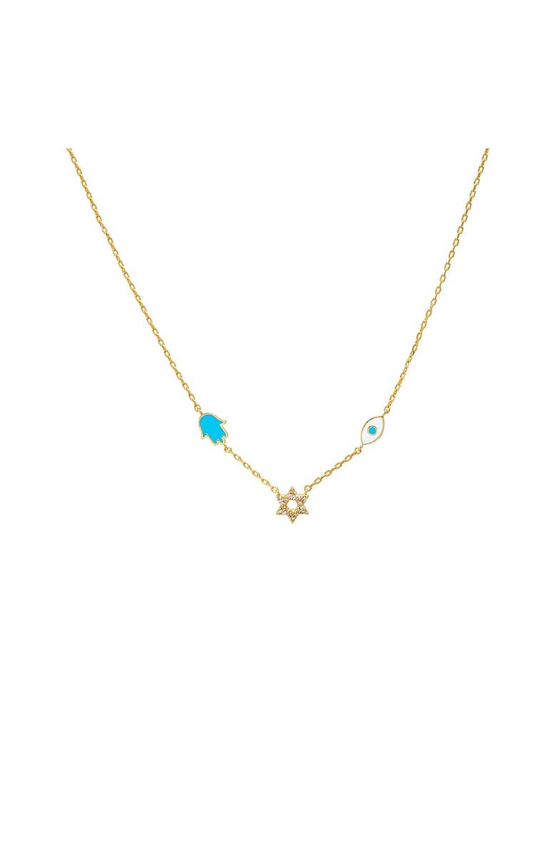 BY ADINA EDEN Turquoise Jewish Charms Necklace, Main, color, Turquoise