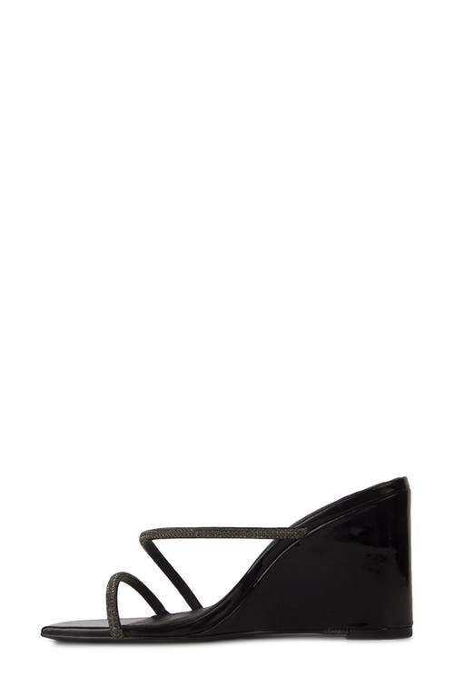Black Suede Studio Olivia Crystal Wedge Slide Sandals In Black Patent