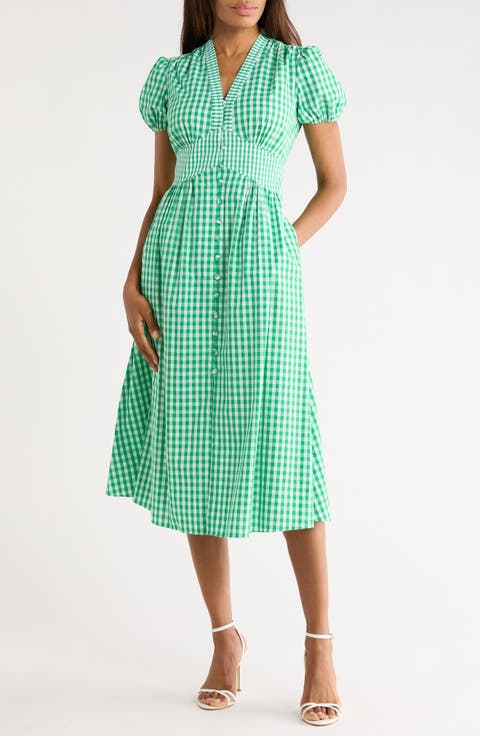 Erica Puff Sleeve Gingham Sundress