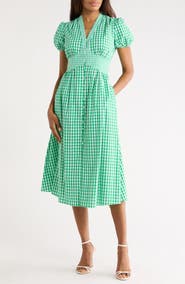 Diane von Furstenberg Erica Puff Sleeve Gingham Sundress