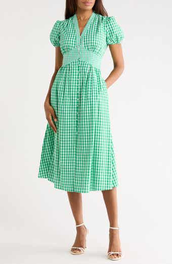 Diane von Furstenberg Erica Puff Sleeve Gingham Sundress