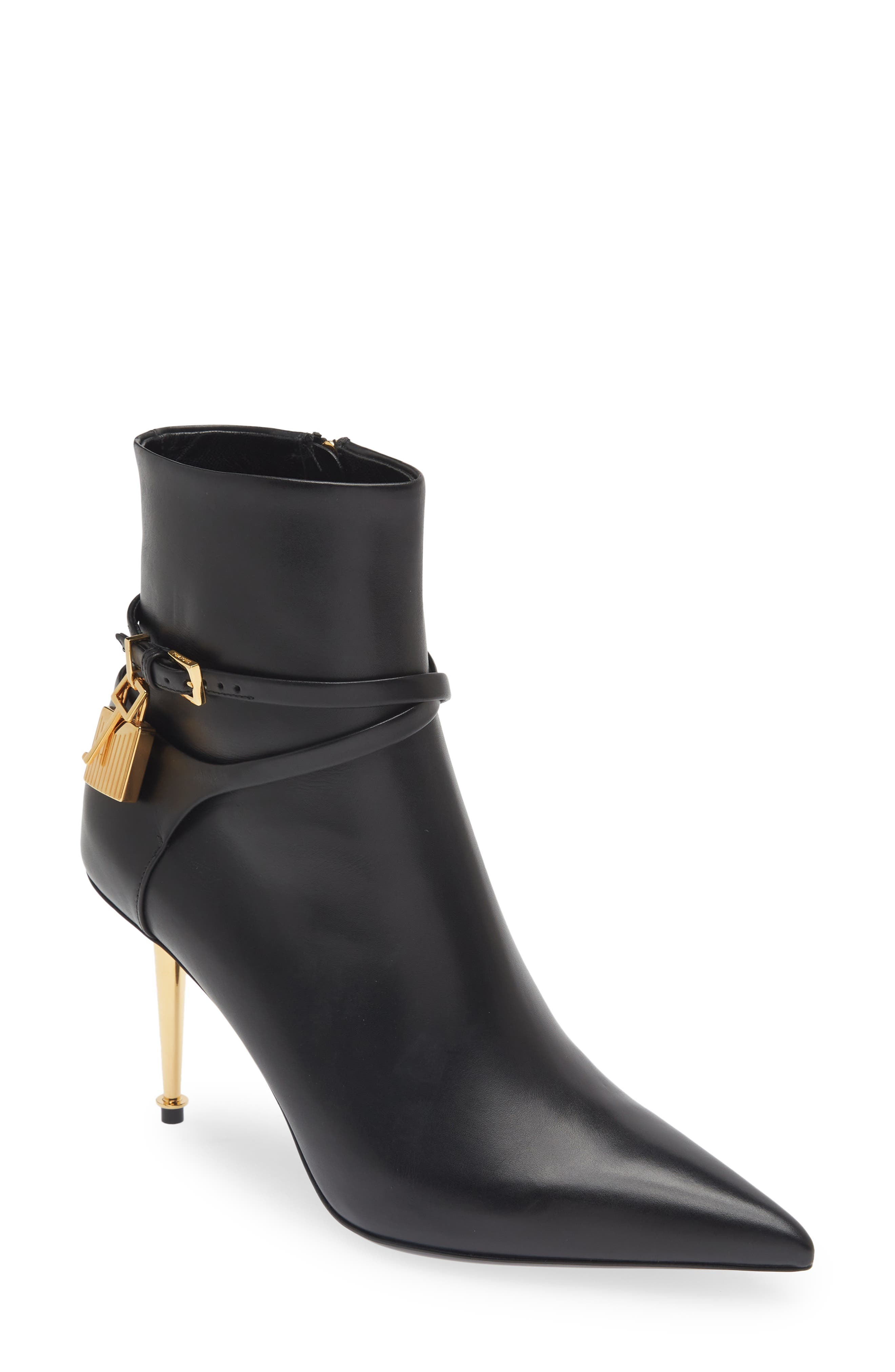 TOM FORD Padlock Pointed Toe Bootie, Main, color, 