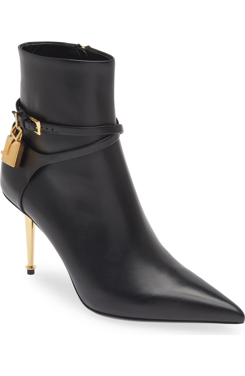 TOM FORD Padlock Pointed Toe Bootie, Main, color,