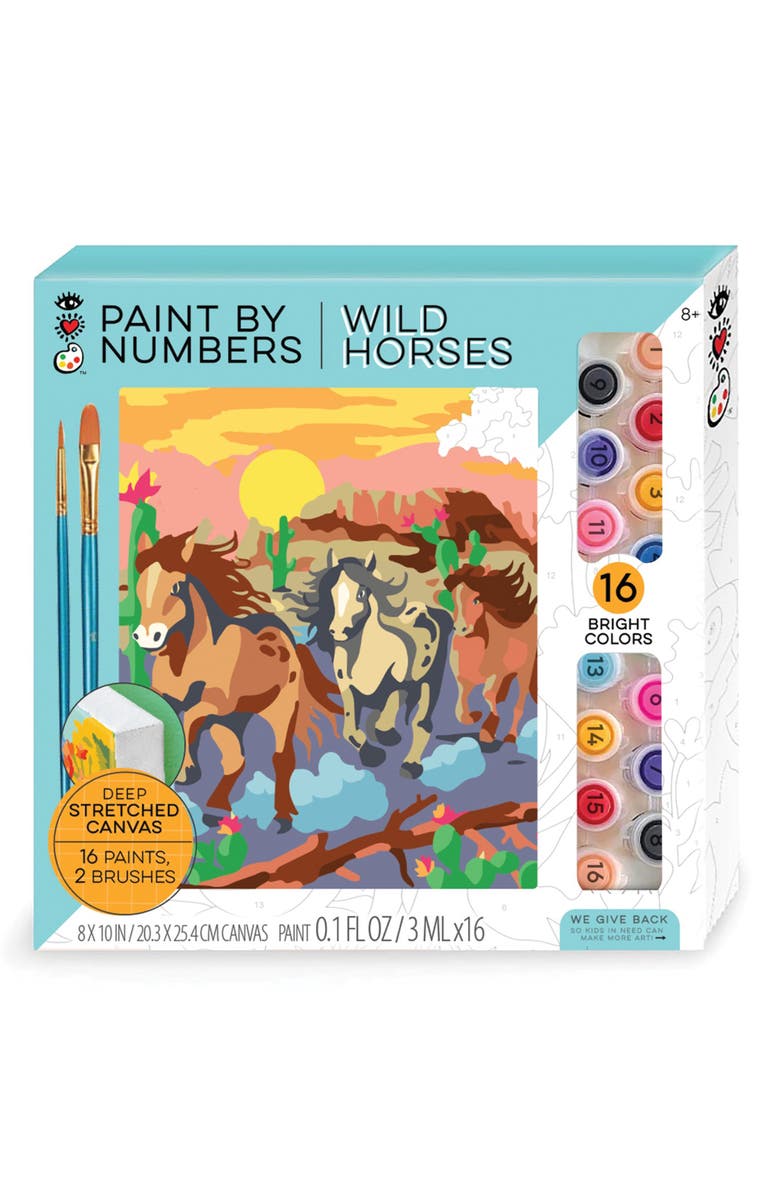 BRIGHT STRIPES Wild Horses Paint by Numbers Art Kit, Main, color, Multi