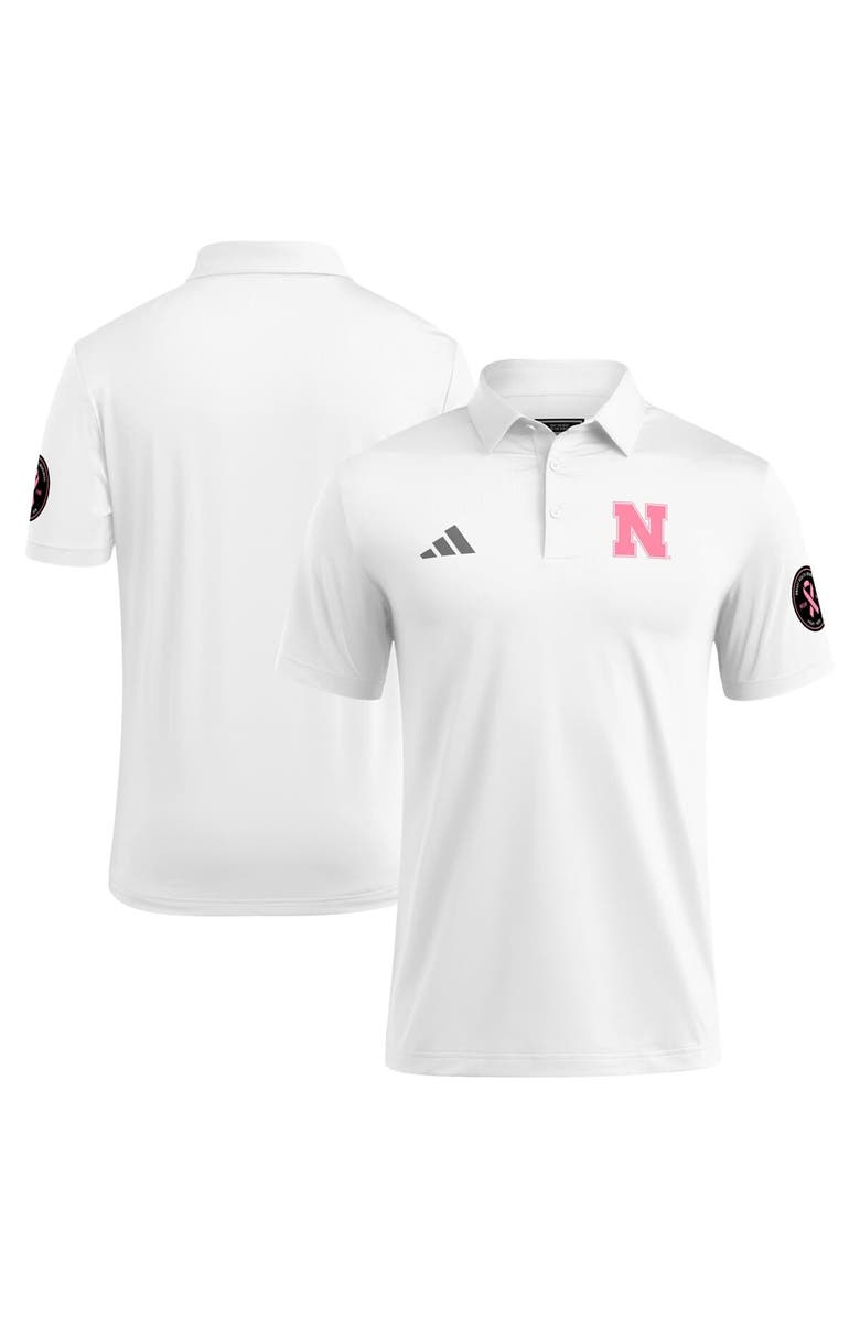 adidas Men's adidas White Nebraska Huskers Wear Pink Breast Cancer Awareness Polo, Main, color, White