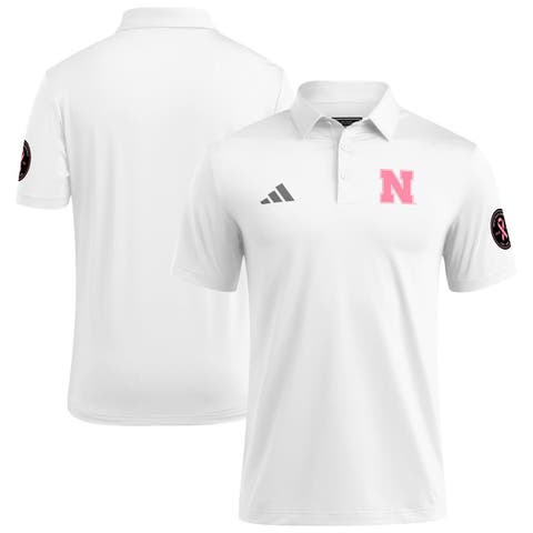 Men's adidas White Nebraska Huskers Wear Pink Breast Cancer Awareness Polo