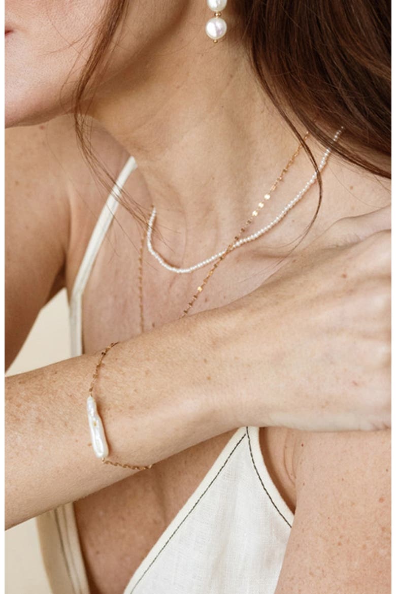 Baroque Pearl Bar Bracelet, Alternate, color, Gold Vermeil