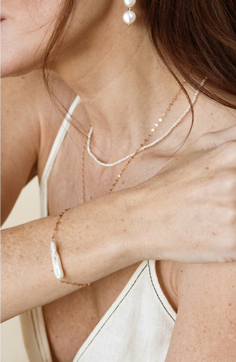 MADE BY MARY Baroque Pearl Bar Bracelet, Alternate, color, Gold Vermeil